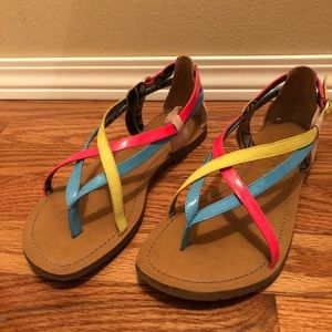 Multicolored strappy thong sandals